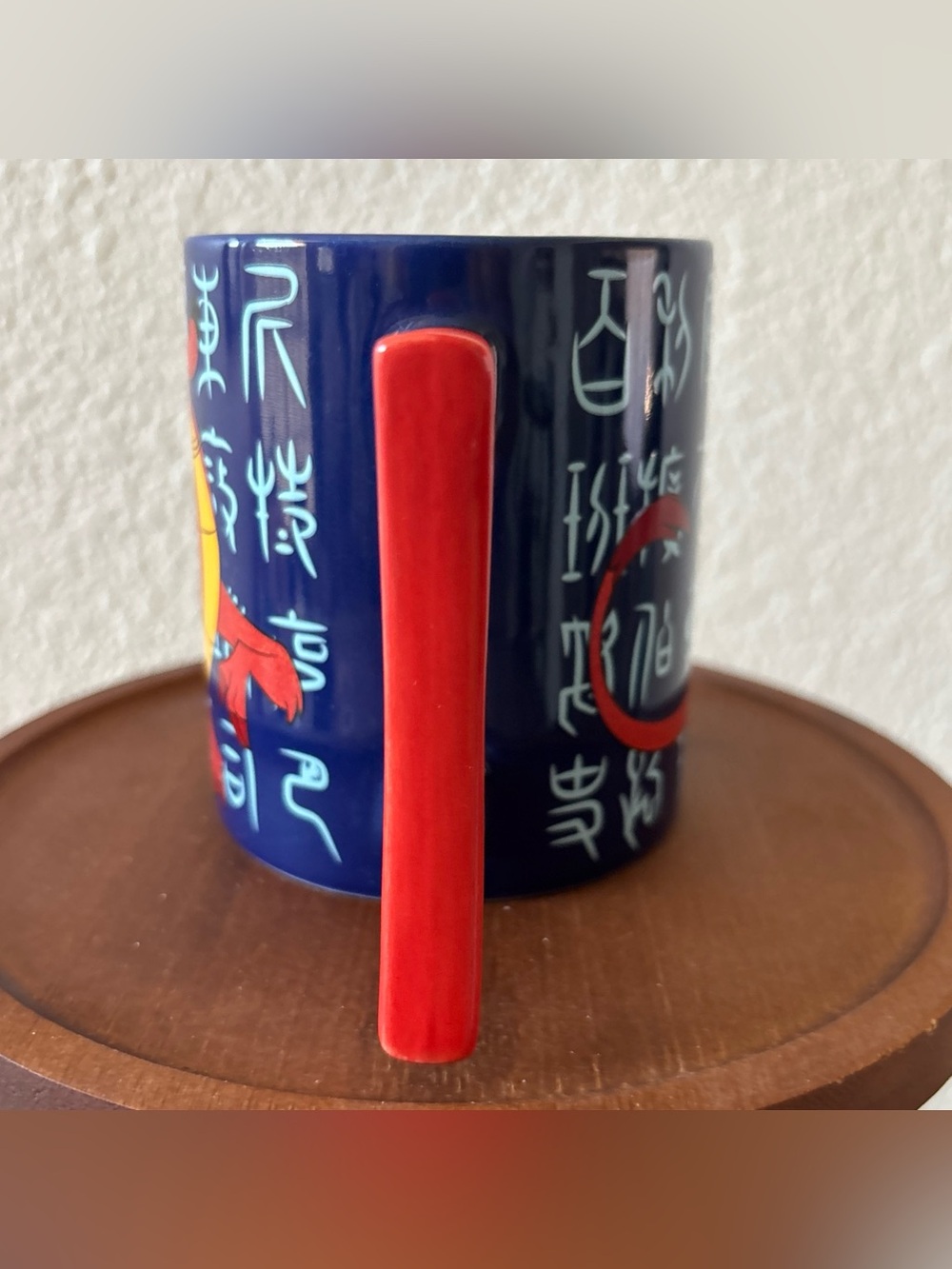 Disney Parks Mulan Mushu Dragon Ceramic Coffee Mug Chinese Characters Blue Red - Picture 6 of 9